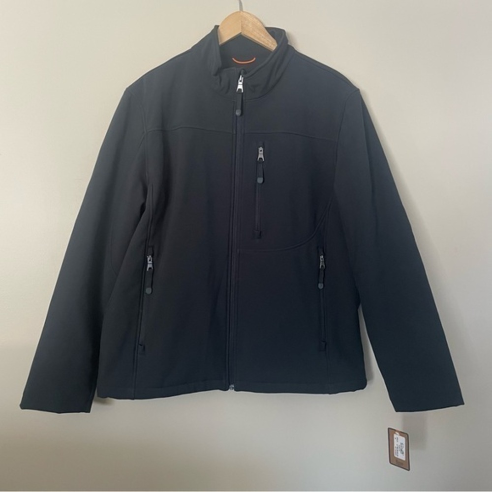 G.H. BASS & CO Men XL Softshell Jacket Black NWT Weather Resistant Stretch #274